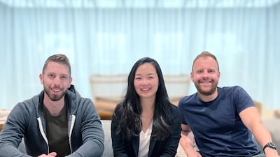 Dan Piehler, left, Helen Chen and Damien Drap, co-founders of PropTech start-up Nomad Homes. Photo: Nomad