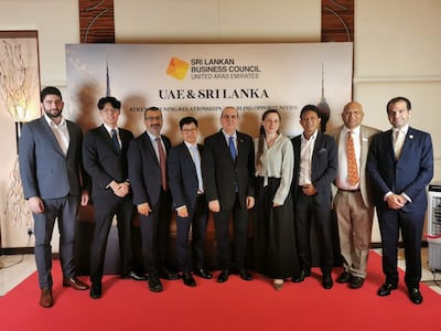 Sri Lankan citizen Suren Swaminathan, second right, meets business council leaders from across the UAE. Photo: Suren Swaminathan