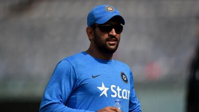 India captain MS Dhoni shown during a training session in Mohali last week during the World Twenty20 tournament. Money Sharma / AFP / March 27, 2016