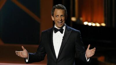 Host Seth Meyers speaks onstage during the 66th Primetime Emmy Awards. Mario Anzuoni / Reuters