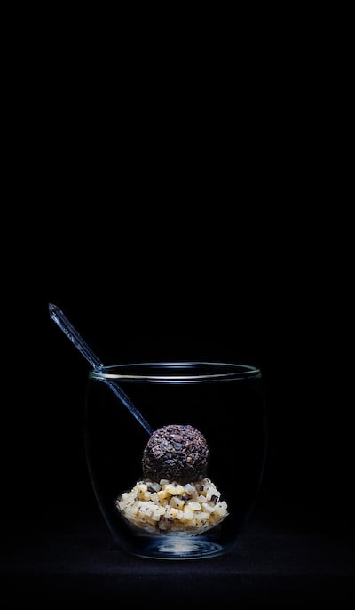 Bonbon truffle at Le Chat Botté at the Michelin-starred Beau-Rivage Genève helmed by chef Dominique Gauthier