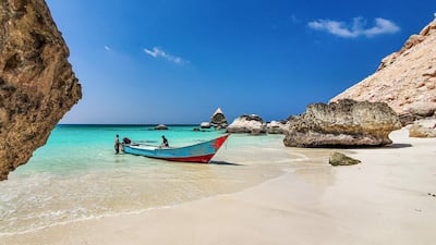 Fishermen take their boat to sea, off Shoab beach, on the Yemeni Island of Socotra. Yemen is hoping its Socotra archipelago will become a dream destination despite the country's nightmarish conflict. The four islands and two rocky islets home to some 50,000 people have remained relatively untouched by the war that has devastated the mainland, with adventurous travellers showing a growing interest in visiting. AFP