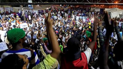 Sudanese protesters attend a demonstration along the streets of Khartoum. Reuters
