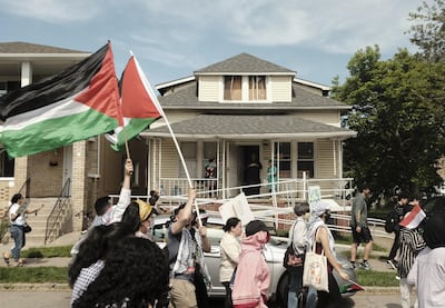 Pro-Palestinian supporters in Dearborn, Michigan, US, on May 18. Bloomberg