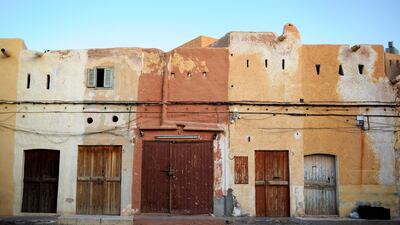 Colourful facades face the main square in the old town of Beni Isguen. Lindsay Mackenzie for The National.