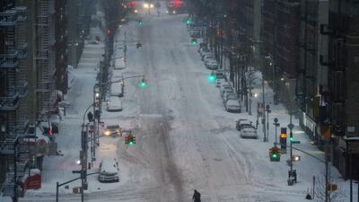 Snow falls during a Nor'easter storm amid the coronavirus disease (COVID-19) pandemic in New York City, New York, U.S. REUTERS