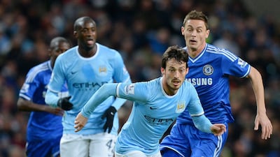 David Silva in possession against Chelsea at the Etihad Stadium in 2014. AFP