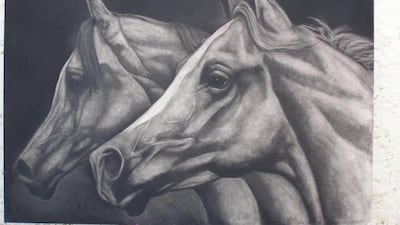 Crossroads #15 – The Year of the Horse features horse paintings and drawings as well as abstract landscapes by the Irish artist Paddy Lennon. Courtesy Swiss Art Gate UAE