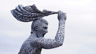 A statue of Manchester City club legend Sergio Aguero. AP