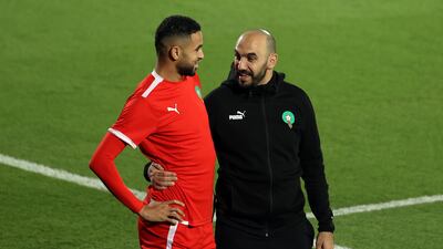 Morocco's manager Walid Regragui during training. EPA