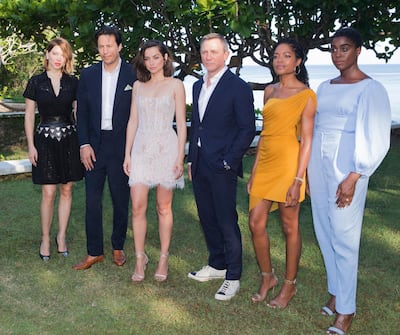 Lea Seydoux, with director Cary Joji Fukunaga, Ana de Armas, Daniel Craig, Naomie Harris and Lashana Lynch make up the cast of 'Bond 25'. AP