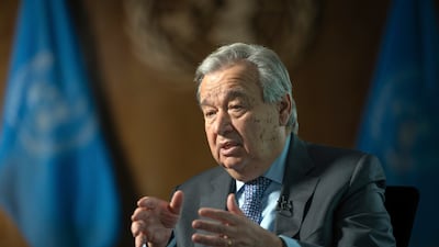 UN Secretary General Antonio Guterres speaks at the UN headquarters in New York. AP