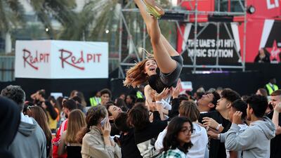 Crowd enjoying Redfest DXB held at Dubai Media City Amphitheatre in Dubai. Pawan Singh / The National