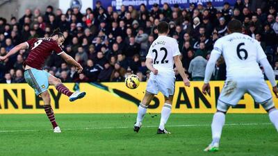 Centre forward: Andy Carroll, West Ham United. Scored the goal of the weekend with an exquisite finish against Swansea. Few thought he had it in him. (Photo: Stu Forster / Getty Images)