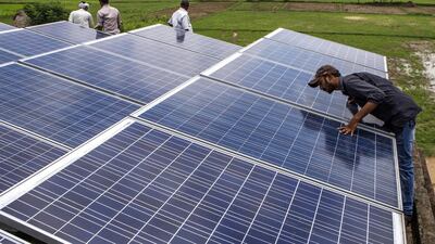 A solar power microgrid in the village of Dharnai in Bihar. Prashanth Vishwanathan / Bloomberg