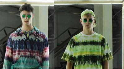 Best collection: At MSGM, the Italian designer Massimo Giorgetti reintroduced tie-dye to the fashion world with a colourful sportswear line inspired by the 1990s skate and surf scene, as well as – curiously – the actors Brandon Walsh and Dylan McKay ???