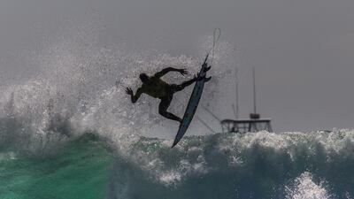 Brazilian surfer Gabriel Medina competes during the Rip Curl World Surf League final at Lower Trestles in San Clemente, California, on September 14. AFP