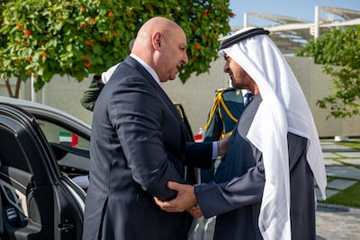 President Sheikh Mohamed with the Lebanese President Joseph Aoun. UAE Presidential Court