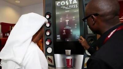 Costa Express unveiled its five senses machine, serving 250 varieties of coffee at a touch, in Dubai International Airport, last month. Courtesy Costa Coffee