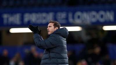 Chelsea manager Frank Lampard applauds the fans at the end of the game. AP Photo