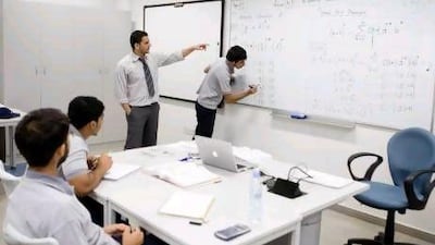 Students at the Applied Technology High School on the Khalifa University campus.