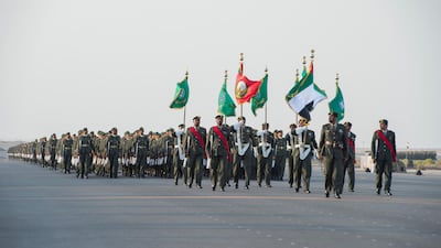 Cadets march during the graduation ceremony. Hamad Al Mansouri for the Crown Prince Court - Abu Dhabi
