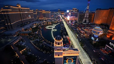 Practice session for the Las Vegas Grand Prix. AFP
