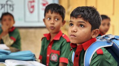 A photo provided by Room to Read UNICEF of Rohingya children in a classroom.