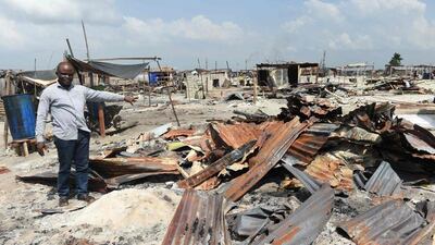 Otodo Gbame, a fishing community in Lagos is the latest casualty in a drive by the authorities to turn Nigeria's commercial capital into a megacity. Between November 9 and 11, 2016, the area was razed, leaving 30,000 homeless with burnt out corrugated sheets, planks and household items. Pius Utomi Ekpei / AFP