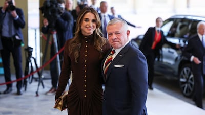 King Abdullah II of Jordan and Queen Rania arrive at the palace Buckingham Palace reception. Reuters
