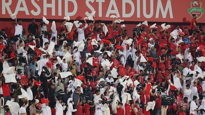 Shabab Al Ahli fans show their support at Rashid Stadium, Dubai.