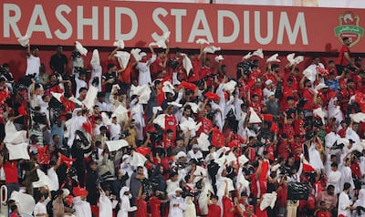 Shabab Al Ahli fans at Rashid Stadium, with sport among the strongest-performing event categories in the UAE. Chris Whiteoak / The National