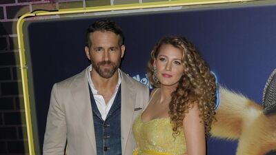 Ryan Reynolds and Blake Lively, in Retrofete, attend the premiere of 'Pokemon Detective Pikachu' in New York, US, on May 2, 2019. EPA