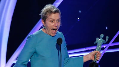 24th Screen Actors Guild Awards – Show – Los Angeles, California, U.S., 21/01/2018 – Frances McDormand accepts the award for Outstanding Performance by a Female Actor in a Leading Role for 'Three Billboards Outside Ebbing, Missouri.' REUTERS/Mario Anzuoni