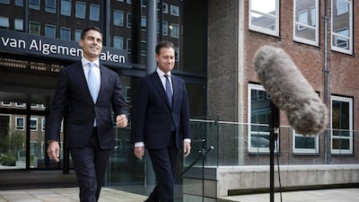 Dutch Prime Minister Rob Jetten, left, and Minister of Finance Eelco Heinen are now focusing on a 36 per cent capital gains tax. EPA