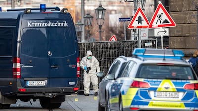 Police investigate outside the Green Vault after the raid. Getty Images