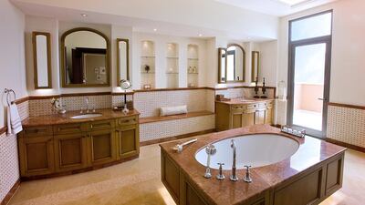 One of the 12 bathrooms at the 14,494 square foot villa. Courtesy Better Homes Properties
