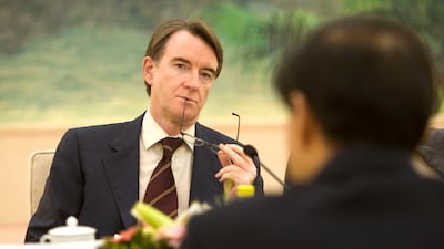 Mr Mandelson looks on during a meeting with Chinese Minister of Commerce Bo Xilai at the Great Hall of the People in 2005 in Beijing
