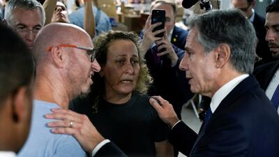 Visiting the donation centre for victims of the Hamas attacks, in Tel Aviv. Reuters