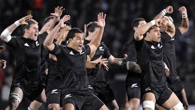 New Zealand seen in their iconic all black outfit.