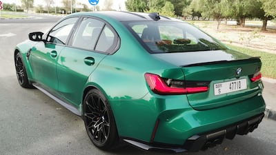 The car can be ordered with stronger carbon-ceramic brakes hiding behind 19-inch front and 20-inch rear forged rims