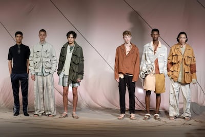 Models showcase designs at the QASIMI presentation during the London Fashion Week Men's June 2017 collections. Photo: Getty