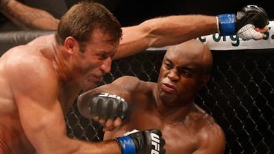 Anderson Silva connects with Stephan Bonnar during their bout at UFC 153