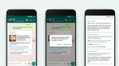 Users will soon be able to search messages that have been forwarded directly in the app. Courtesy WhatsApp