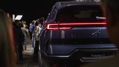 Crowds mill around the newly-unveiled Polestar 3.