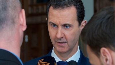 Syrian president Bashar Al Assad speaks to Belgian media in Damascus on February 6, 2017. Sana / EPA