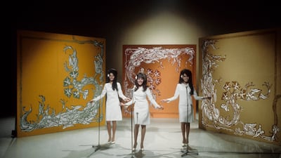 The Ronettes, from left, Nedra Talley, Veronica Bennett and Estelle Bennett, perform on the NBC TV music show 'Hullabaloo' in April 1965, in New York. Getty Images