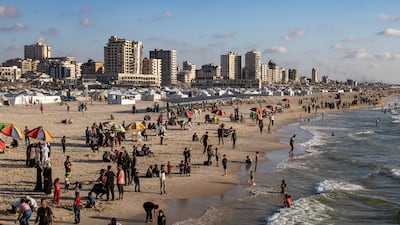 Tents housing internally displaced Palestinians in Gaza. The UN says at least 1. 9 million (or nine in ten people) across the enclave are internally displaced. EPA