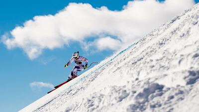 Tiffany Gauthier of France in action during the women's Super G race at the FIS Alpine Skiing World Cup in St. Moritz, Switzerland. EPA