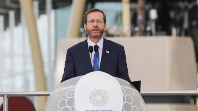 In his address at Expo 2020 Dubai, President Isaac Herzog said he hoped more Arab nations will normalise relations with Israel, as the UAE has done. Photo: EPA